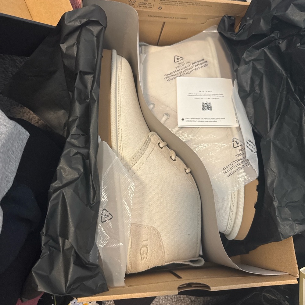 UGG Off-White Canvas Boots